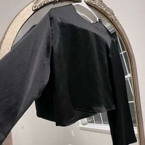 H&M black satin, long sleeved top, size small
